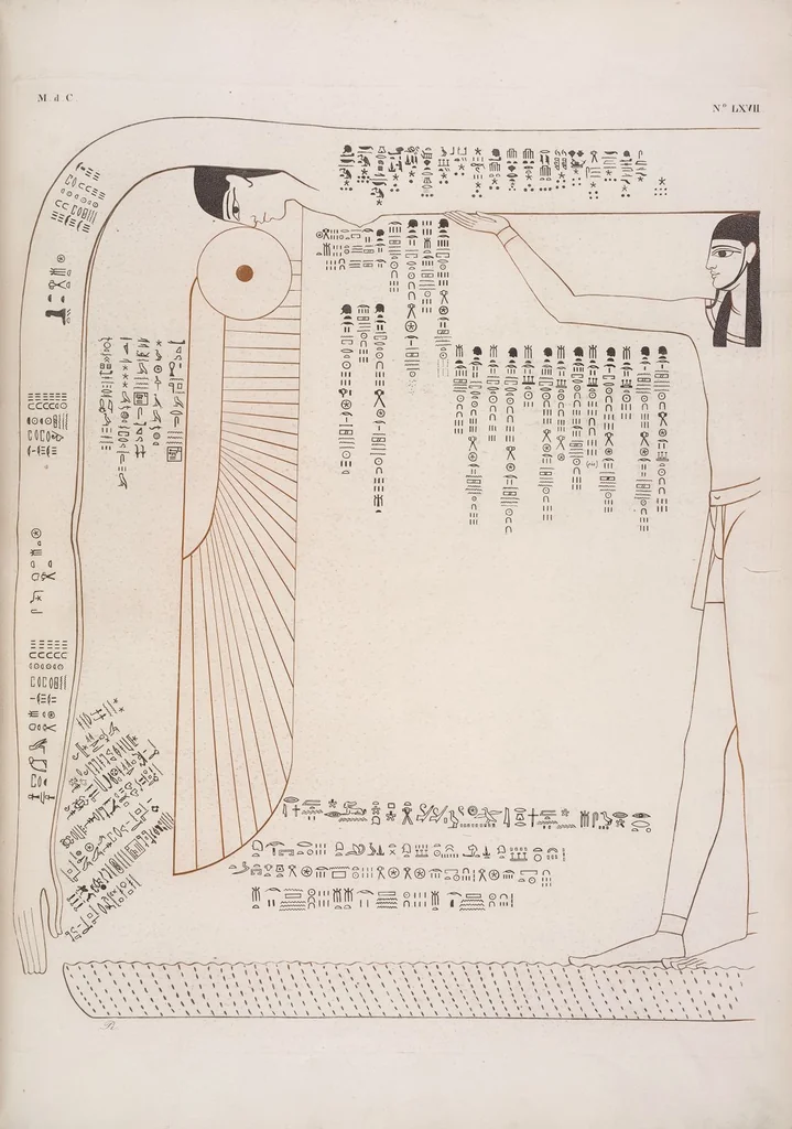 An illustration from I monumenti dell'Egitto e della Nubia disegnati dalla spedizione scientifico-letteraria toscana in Egitto; distribuiti in ordine di materie interpretati ed illustrati dal dottore Ippolito Rosellini, 1832, leaf 387