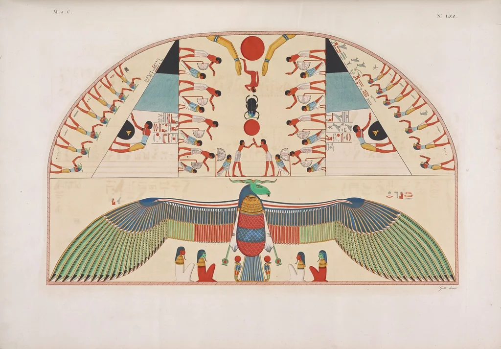 An illustration from I monumenti dell'Egitto e della Nubia disegnati dalla spedizione scientifico-letteraria toscana in Egitto; distribuiti in ordine di materie interpretati ed illustrati dal dottore Ippolito Rosellini, 1832, leaf 390