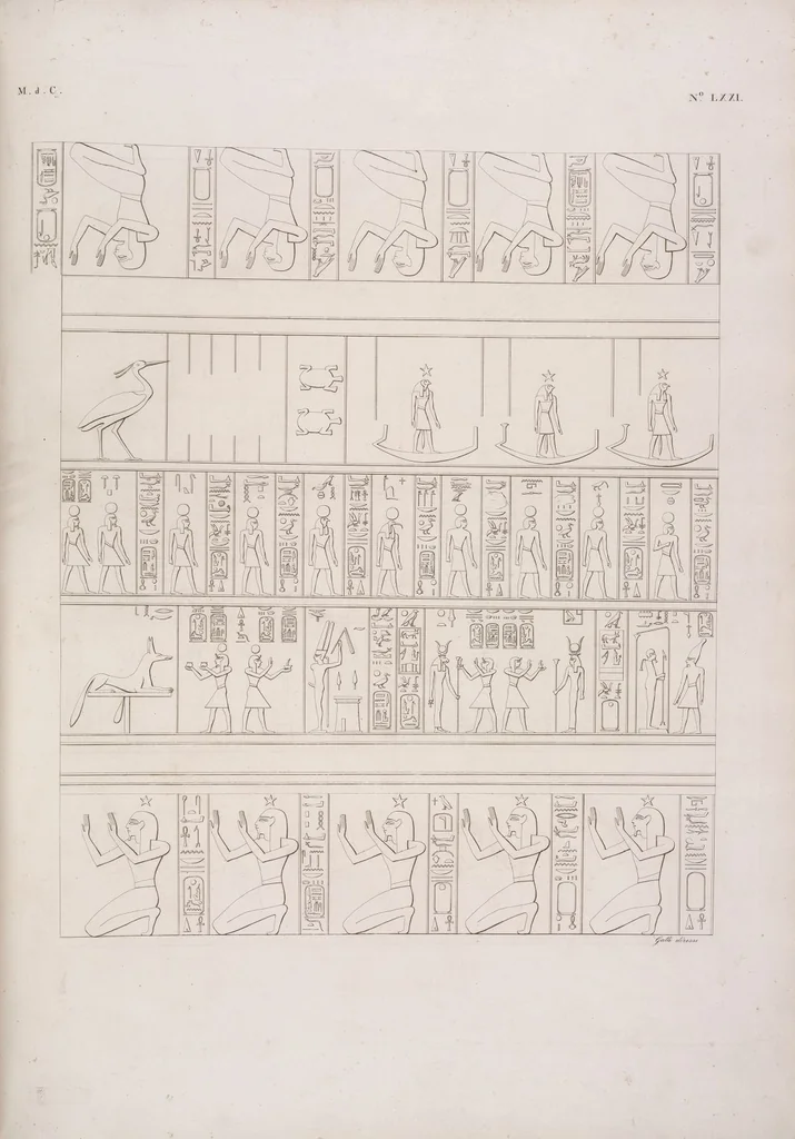 An illustration from I monumenti dell'Egitto e della Nubia disegnati dalla spedizione scientifico-letteraria toscana in Egitto; distribuiti in ordine di materie interpretati ed illustrati dal dottore Ippolito Rosellini, 1832, leaf 391