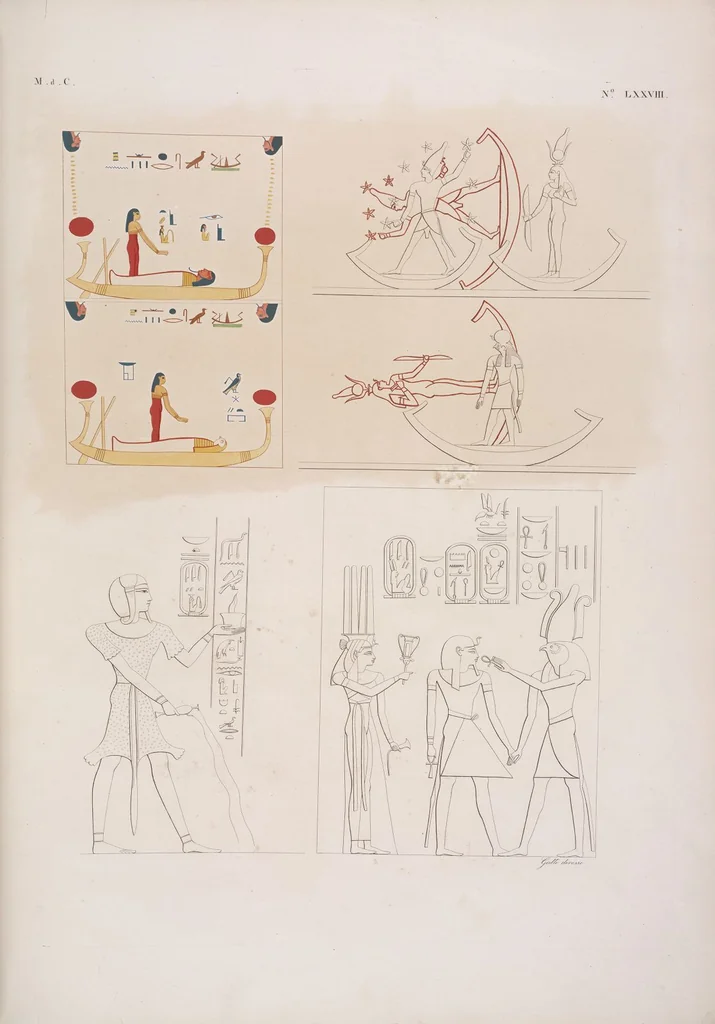 An illustration from I monumenti dell'Egitto e della Nubia disegnati dalla spedizione scientifico-letteraria toscana in Egitto; distribuiti in ordine di materie interpretati ed illustrati dal dottore Ippolito Rosellini, 1832, leaf 398