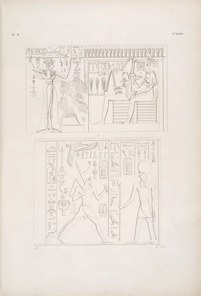 An illustration from I monumenti dell'Egitto e della Nubia disegnati dalla spedizione scientifico-letteraria toscana in Egitto; distribuiti in ordine di materie interpretati ed illustrati dal dottore Ippolito Rosellini, 1832, leaf 40