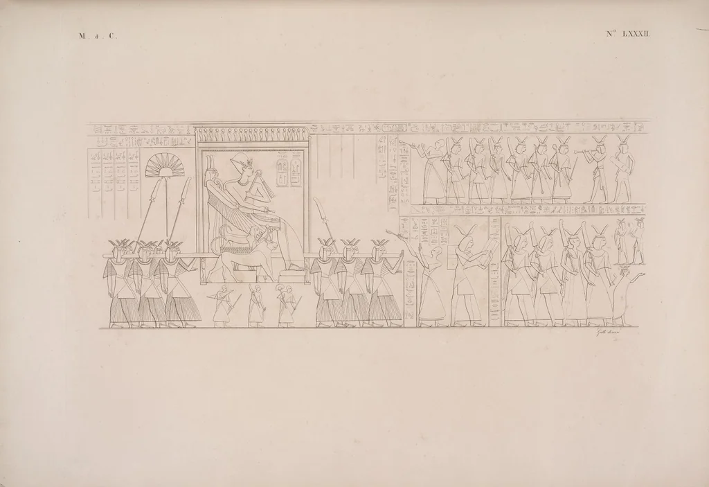 An illustration from I monumenti dell'Egitto e della Nubia disegnati dalla spedizione scientifico-letteraria toscana in Egitto; distribuiti in ordine di materie interpretati ed illustrati dal dottore Ippolito Rosellini, 1832, leaf 402