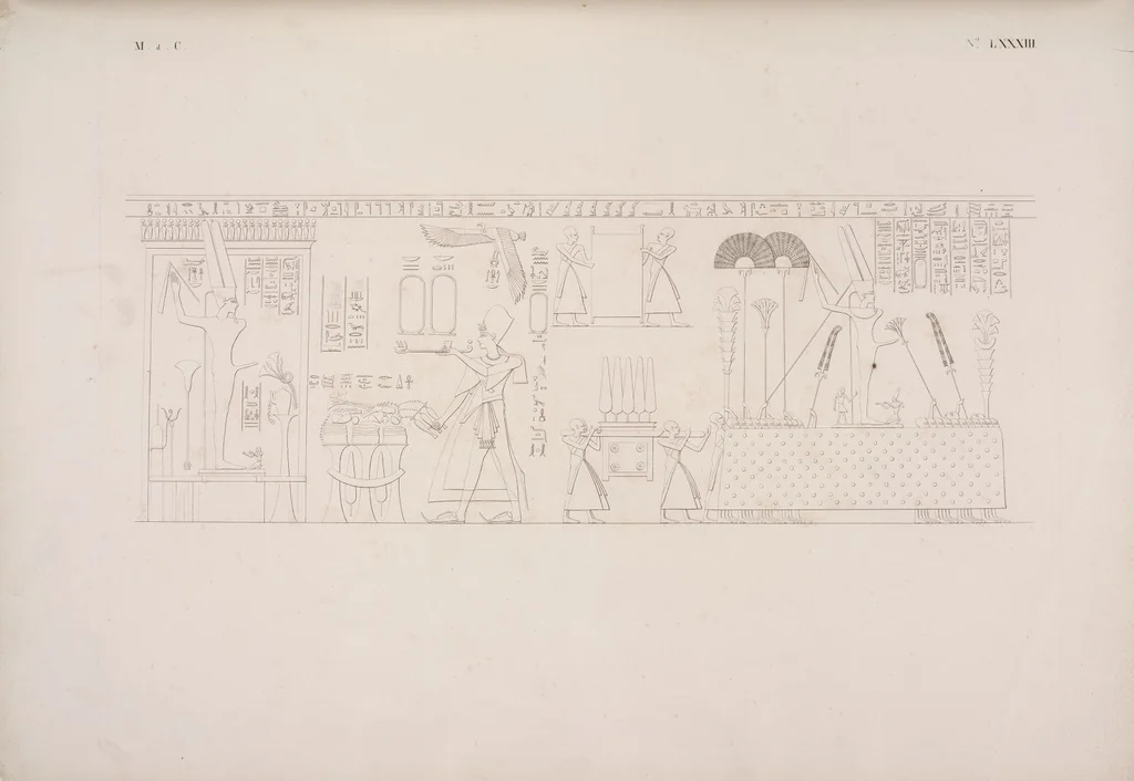 An illustration from I monumenti dell'Egitto e della Nubia disegnati dalla spedizione scientifico-letteraria toscana in Egitto; distribuiti in ordine di materie interpretati ed illustrati dal dottore Ippolito Rosellini, 1832, leaf 403