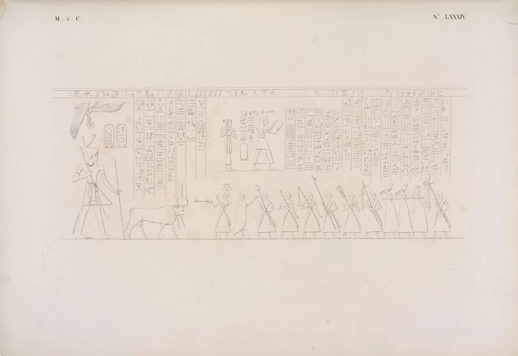 An illustration from I monumenti dell'Egitto e della Nubia disegnati dalla spedizione scientifico-letteraria toscana in Egitto; distribuiti in ordine di materie interpretati ed illustrati dal dottore Ippolito Rosellini, 1832, leaf 404