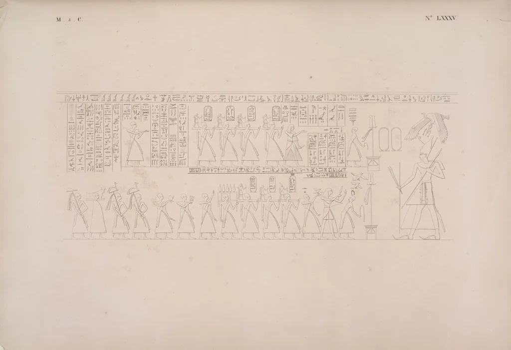 An illustration from I monumenti dell'Egitto e della Nubia disegnati dalla spedizione scientifico-letteraria toscana in Egitto; distribuiti in ordine di materie interpretati ed illustrati dal dottore Ippolito Rosellini, 1832, leaf 405