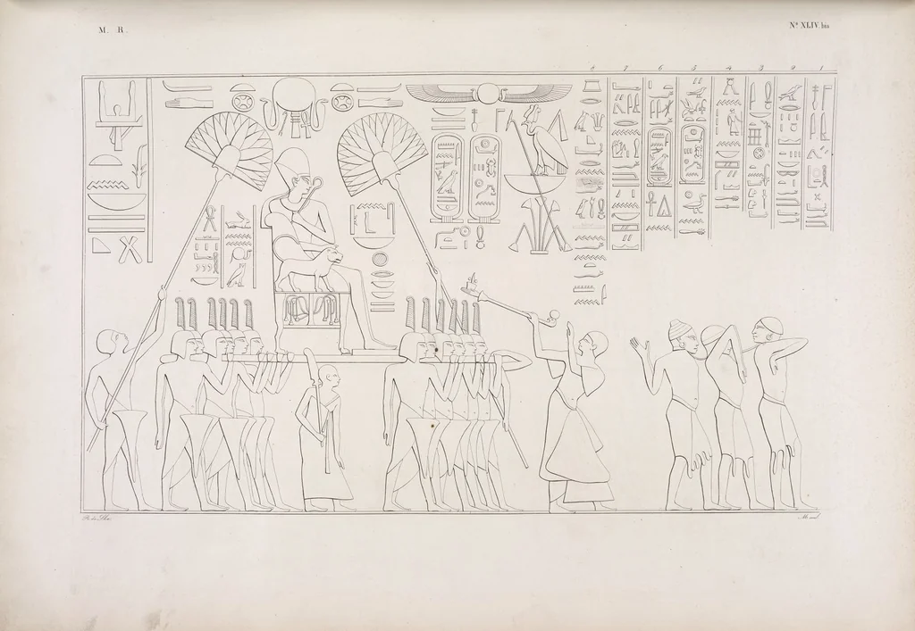 An illustration from I monumenti dell'Egitto e della Nubia disegnati dalla spedizione scientifico-letteraria toscana in Egitto; distribuiti in ordine di materie interpretati ed illustrati dal dottore Ippolito Rosellini, 1832, leaf 50