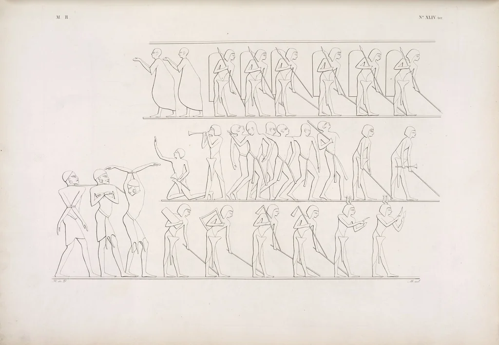 An illustration from I monumenti dell'Egitto e della Nubia disegnati dalla spedizione scientifico-letteraria toscana in Egitto; distribuiti in ordine di materie interpretati ed illustrati dal dottore Ippolito Rosellini, 1832, leaf 51