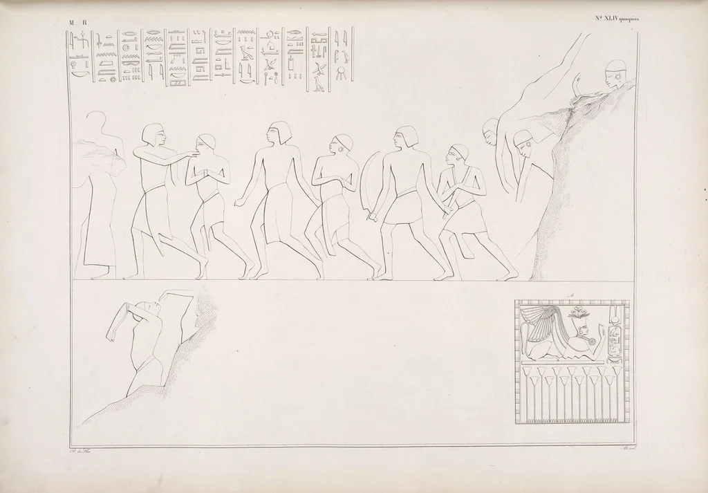 An illustration from I monumenti dell'Egitto e della Nubia disegnati dalla spedizione scientifico-letteraria toscana in Egitto; distribuiti in ordine di materie interpretati ed illustrati dal dottore Ippolito Rosellini, 1832, leaf 53