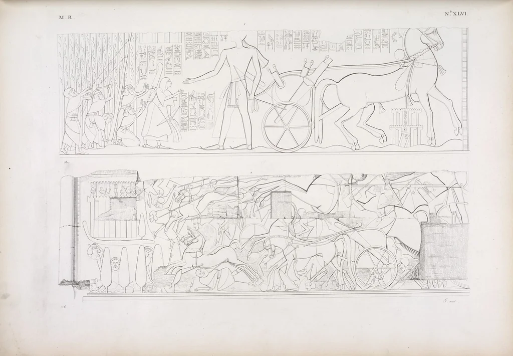 An illustration from I monumenti dell'Egitto e della Nubia disegnati dalla spedizione scientifico-letteraria toscana in Egitto; distribuiti in ordine di materie interpretati ed illustrati dal dottore Ippolito Rosellini, 1832, leaf 55