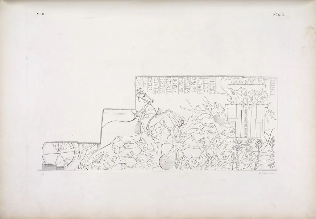 An illustration from I monumenti dell'Egitto e della Nubia disegnati dalla spedizione scientifico-letteraria toscana in Egitto; distribuiti in ordine di materie interpretati ed illustrati dal dottore Ippolito Rosellini, 1832, leaf 62