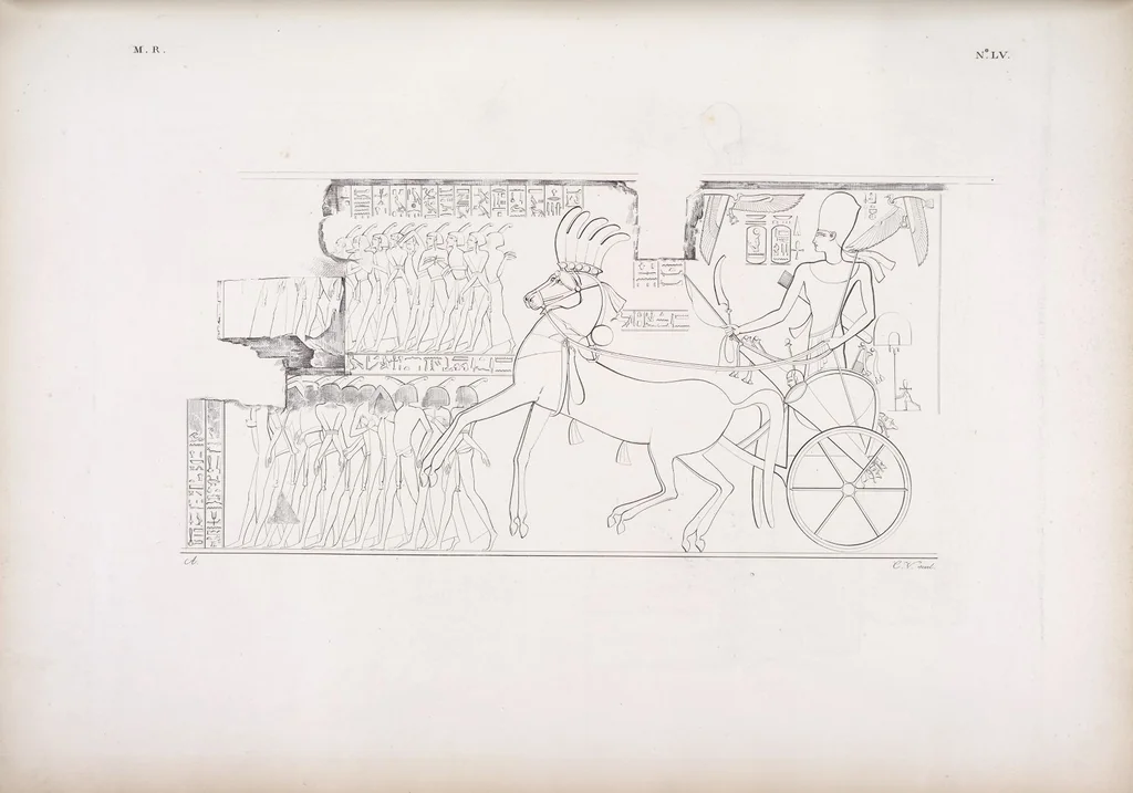 An illustration from I monumenti dell'Egitto e della Nubia disegnati dalla spedizione scientifico-letteraria toscana in Egitto; distribuiti in ordine di materie interpretati ed illustrati dal dottore Ippolito Rosellini, 1832, leaf 64