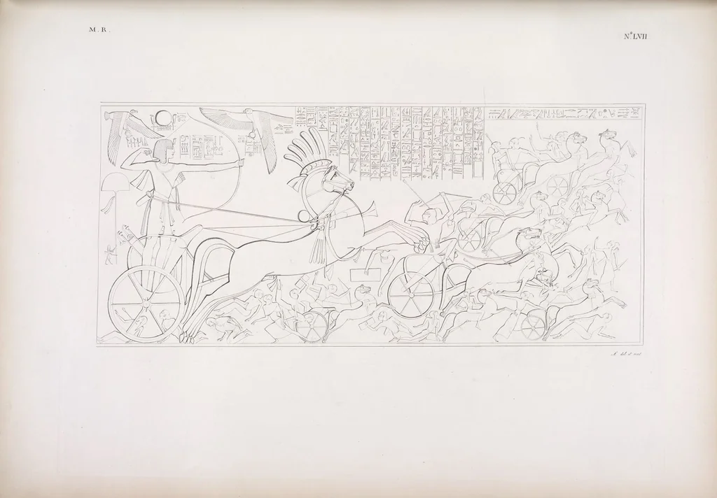 An illustration from I monumenti dell'Egitto e della Nubia disegnati dalla spedizione scientifico-letteraria toscana in Egitto; distribuiti in ordine di materie interpretati ed illustrati dal dottore Ippolito Rosellini, 1832, leaf 66