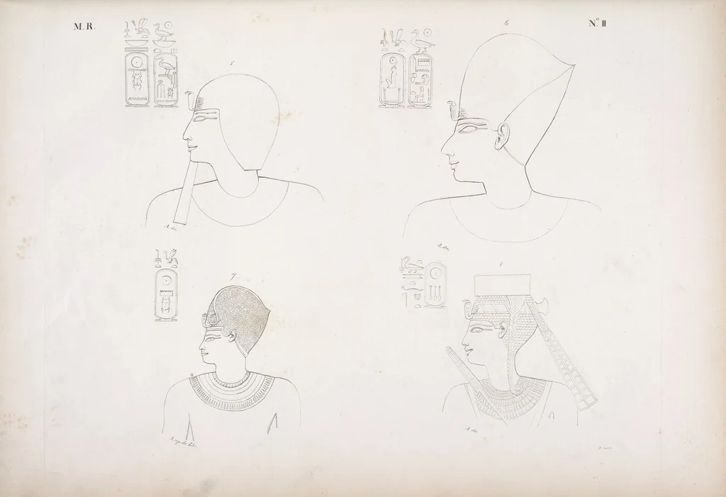 An illustration from I monumenti dell'Egitto e della Nubia disegnati dalla spedizione scientifico-letteraria toscana in Egitto; distribuiti in ordine di materie interpretati ed illustrati dal dottore Ippolito Rosellini, 1832, leaf 7