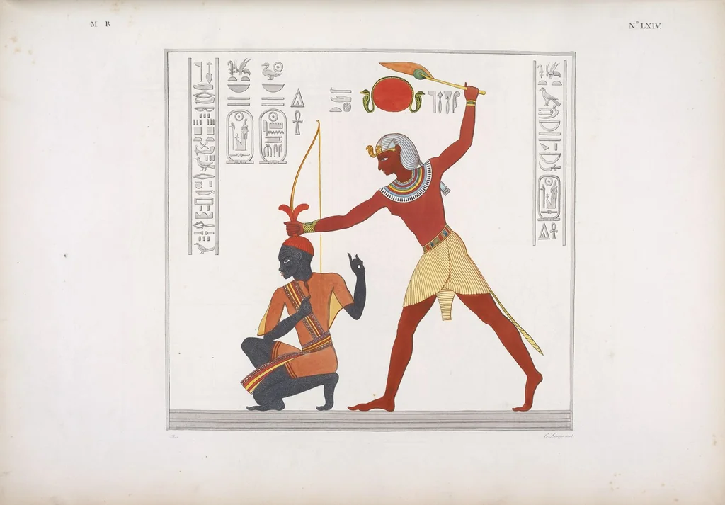 An illustration from I monumenti dell'Egitto e della Nubia disegnati dalla spedizione scientifico-letteraria toscana in Egitto; distribuiti in ordine di materie interpretati ed illustrati dal dottore Ippolito Rosellini, 1832, leaf 73