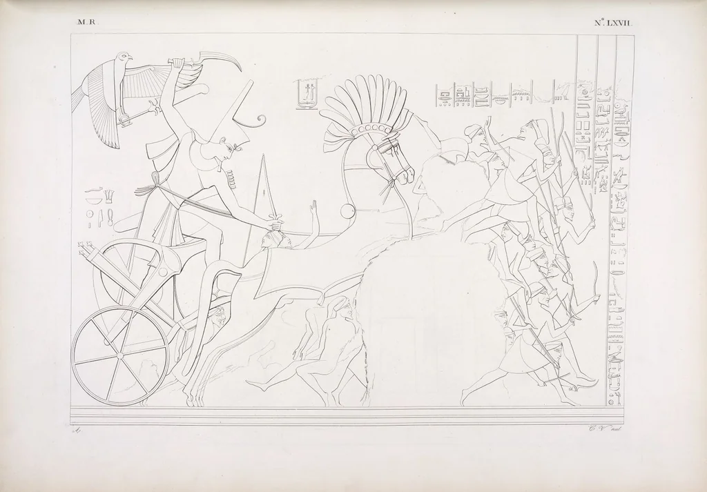 An illustration from I monumenti dell'Egitto e della Nubia disegnati dalla spedizione scientifico-letteraria toscana in Egitto; distribuiti in ordine di materie interpretati ed illustrati dal dottore Ippolito Rosellini, 1832, leaf 76