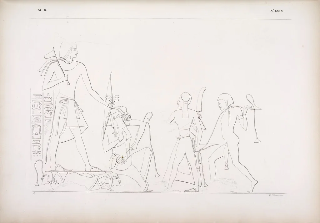 An illustration from I monumenti dell'Egitto e della Nubia disegnati dalla spedizione scientifico-letteraria toscana in Egitto; distribuiti in ordine di materie interpretati ed illustrati dal dottore Ippolito Rosellini, 1832, leaf 78
