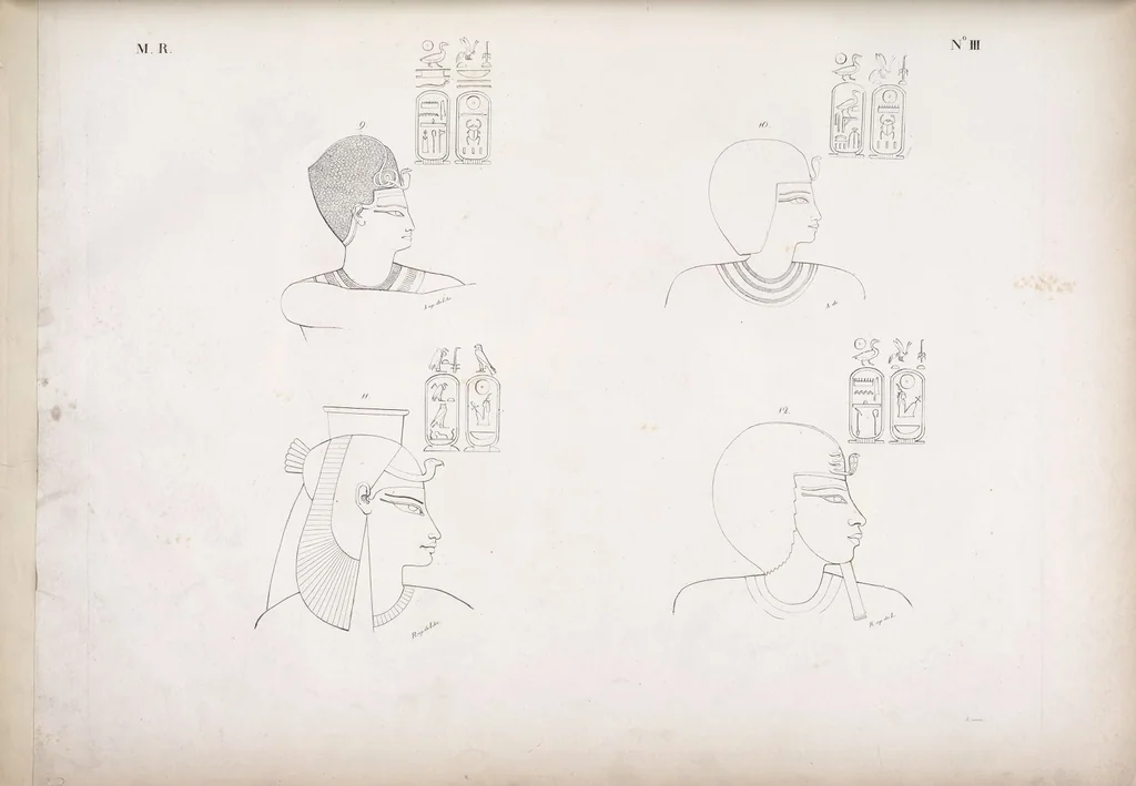 An illustration from I monumenti dell'Egitto e della Nubia disegnati dalla spedizione scientifico-letteraria toscana in Egitto; distribuiti in ordine di materie interpretati ed illustrati dal dottore Ippolito Rosellini, 1832, leaf 8