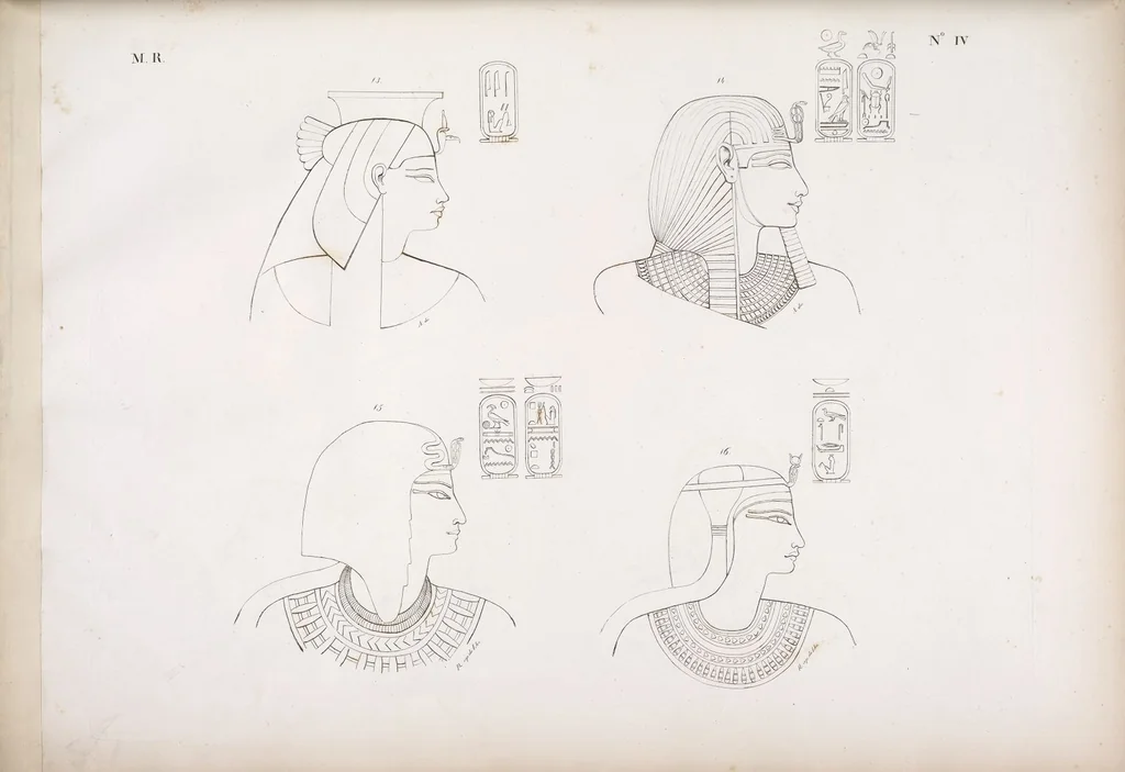 An illustration from I monumenti dell'Egitto e della Nubia disegnati dalla spedizione scientifico-letteraria toscana in Egitto; distribuiti in ordine di materie interpretati ed illustrati dal dottore Ippolito Rosellini, 1832, leaf 9
