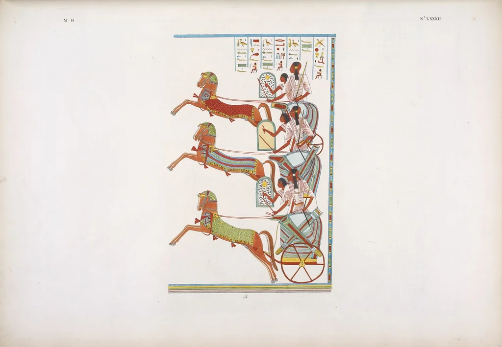 An illustration from I monumenti dell'Egitto e della Nubia disegnati dalla spedizione scientifico-letteraria toscana in Egitto; distribuiti in ordine di materie interpretati ed illustrati dal dottore Ippolito Rosellini, 1832, leaf 91