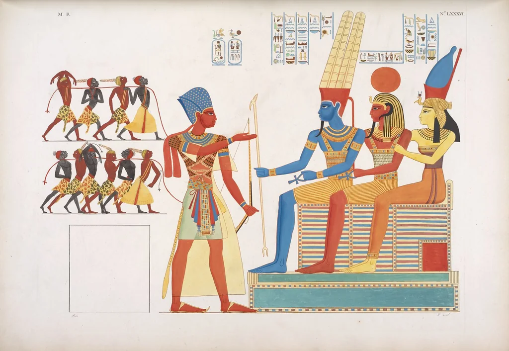 An illustration from I monumenti dell'Egitto e della Nubia disegnati dalla spedizione scientifico-letteraria toscana in Egitto; distribuiti in ordine di materie interpretati ed illustrati dal dottore Ippolito Rosellini, 1832, leaf 95