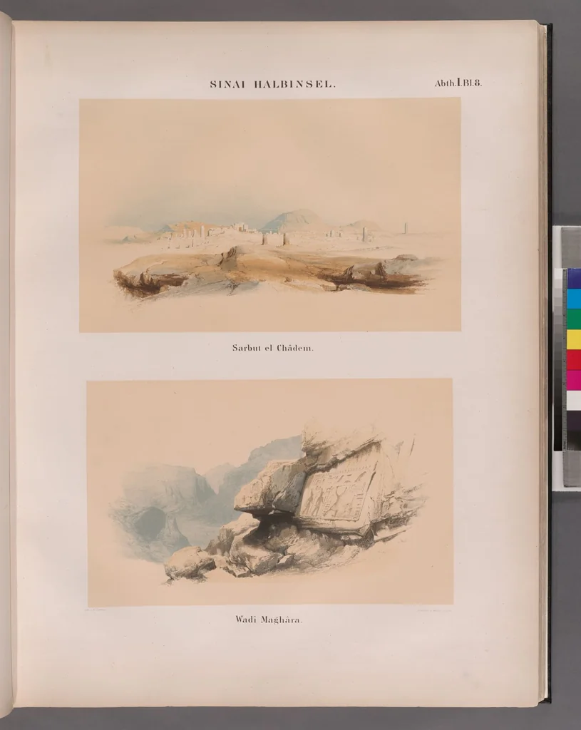 An illustration from Denkmaeler aus Aegypten und Aethiopien nach den Zeichnungen der von seiner Majestat dem Koenige von Preussen Friedrich Wilhelm IV nach diesen Landern gesendeten und in den Jahren 1842-1845 ausgefuhrten wissenschaftlichen Expedition, 1849, leaf 14
