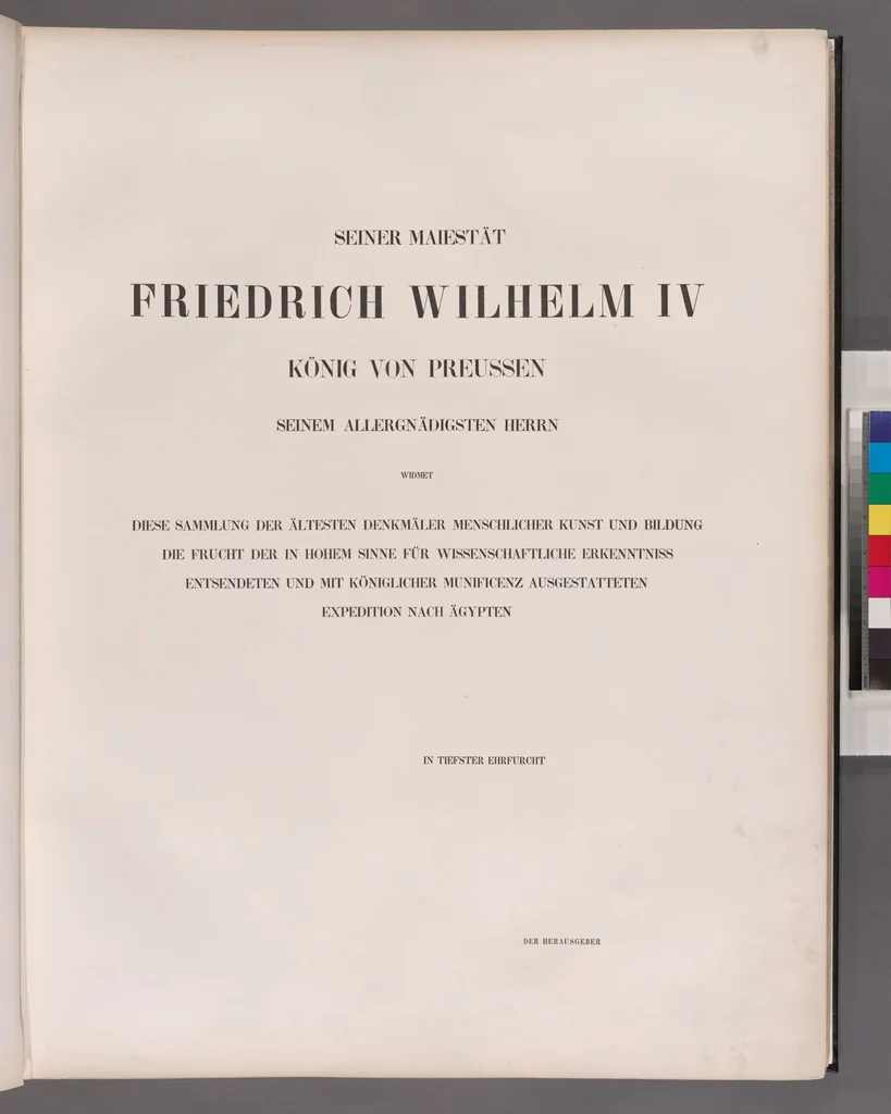 An illustration from Denkmaeler aus Aegypten und Aethiopien nach den Zeichnungen der von seiner Majestat dem Koenige von Preussen Friedrich Wilhelm IV nach diesen Landern gesendeten und in den Jahren 1842-1845 ausgefuhrten wissenschaftlichen Expedition, 1849, leaf 3