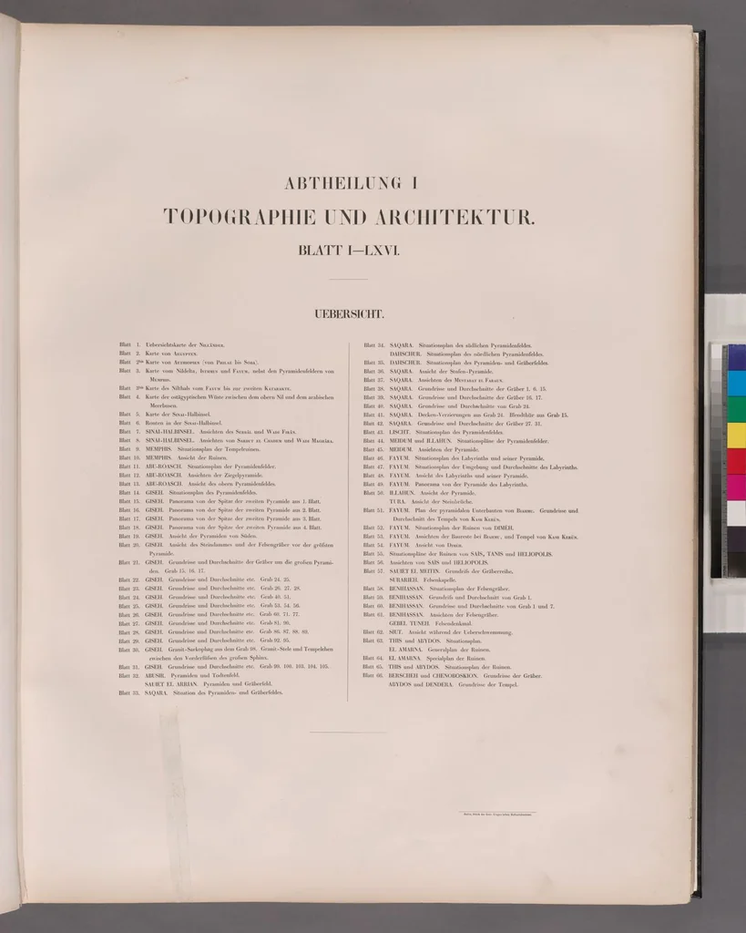 An illustration from Denkmaeler aus Aegypten und Aethiopien nach den Zeichnungen der von seiner Majestat dem Koenige von Preussen Friedrich Wilhelm IV nach diesen Landern gesendeten und in den Jahren 1842-1845 ausgefuhrten wissenschaftlichen Expedition, 1849, leaf 4