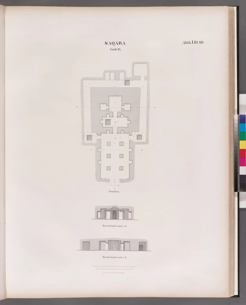 An illustration from Denkmaeler aus Aegypten und Aethiopien nach den Zeichnungen der von seiner Majestat dem Koenige von Preussen Friedrich Wilhelm IV nach diesen Landern gesendeten und in den Jahren 1842-1845 ausgefuhrten wissenschaftlichen Expedition, 1849, leaf 46