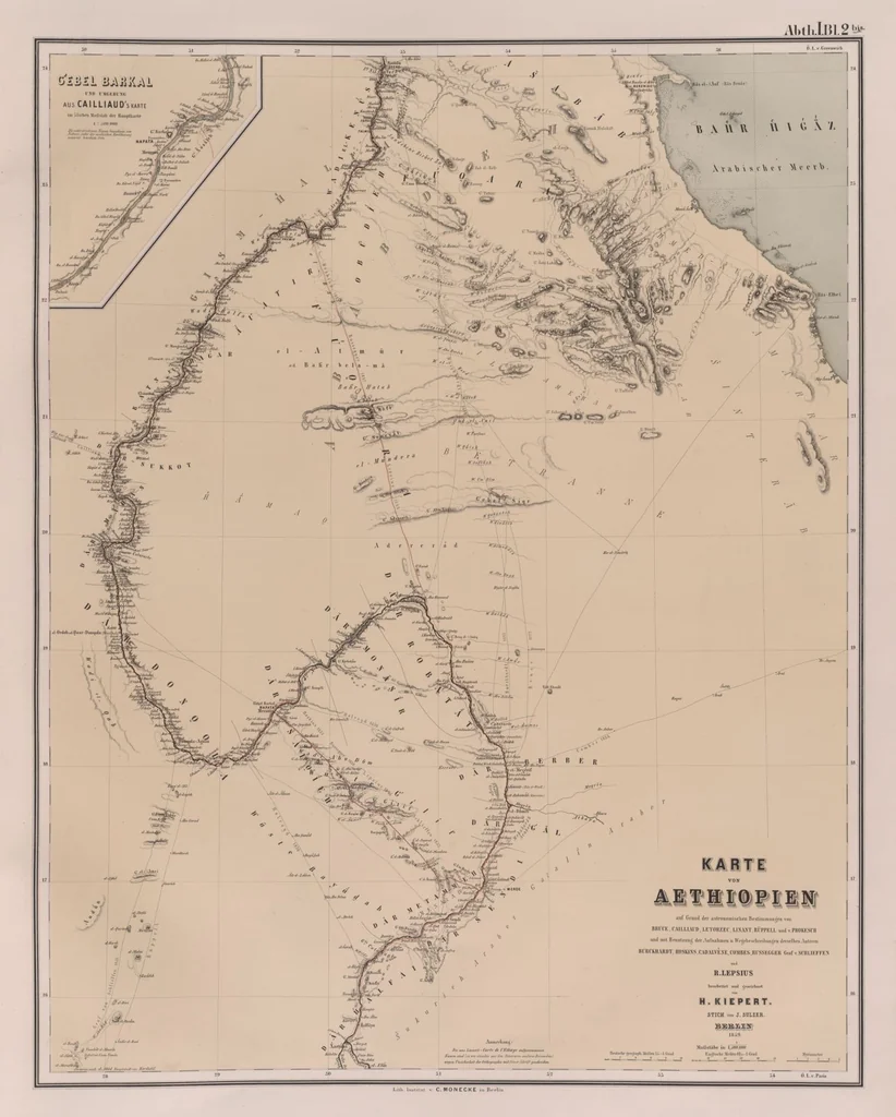 An illustration from Denkmaeler aus Aegypten und Aethiopien nach den Zeichnungen der von seiner Majestat dem Koenige von Preussen Friedrich Wilhelm IV nach diesen Landern gesendeten und in den Jahren 1842-1845 ausgefuhrten wissenschaftlichen Expedition, 1849, leaf 7