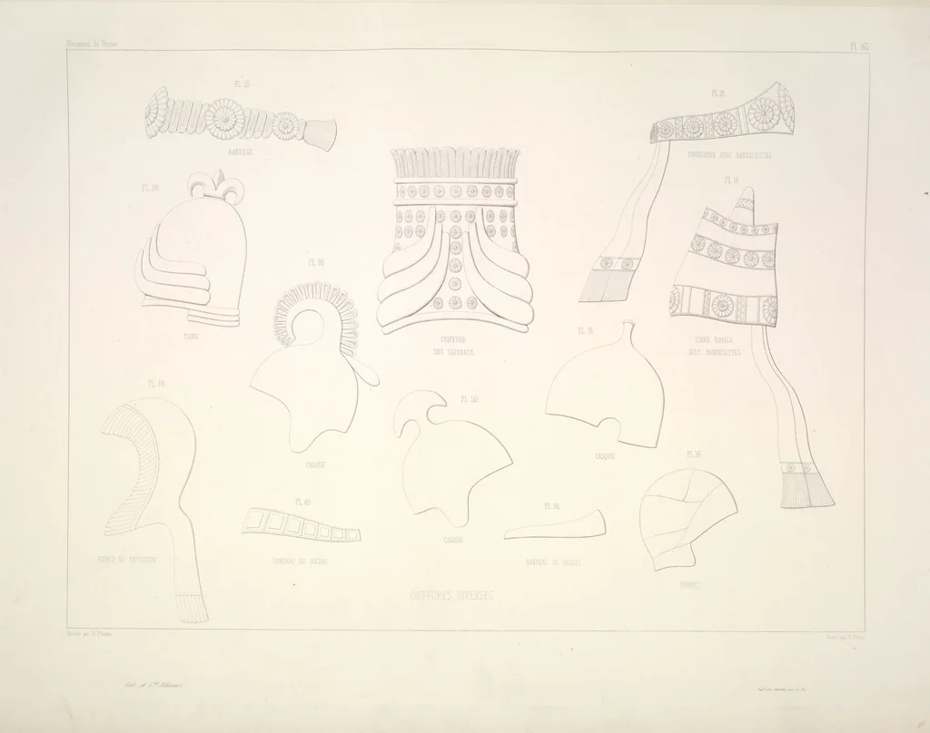 An illustration from Monument de Ninive, découvert et décrit par M.P.E. Botta; mesuré et dessiné par M.E. Flandin. Ouvrage publié par ordre du gouvernement sous les auspices de M. le ministre de l'intérieur et sous la direction d'une commission de l'Institut, 1849, leaf 171