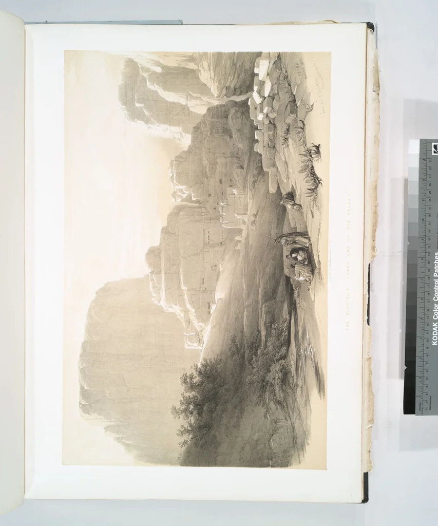 An illustration from The Holy Land, Syria, Idumea, Arabia, Egypt and Nubia. From drawings made on the spot by David Roberts ... With historical descriptions by the Revd. George Croly ... Lithographed by Louis Haghe, 1842, leaf 103