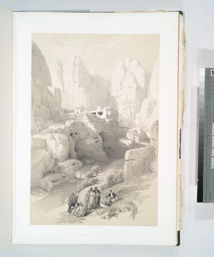 An illustration from The Holy Land, Syria, Idumea, Arabia, Egypt and Nubia. From drawings made on the spot by David Roberts ... With historical descriptions by the Revd. George Croly ... Lithographed by Louis Haghe, 1842, leaf 105