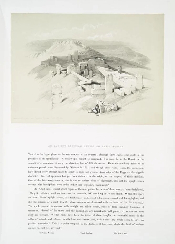 An illustration from The Holy Land, Syria, Idumea, Arabia, Egypt and Nubia. From drawings made on the spot by David Roberts ... With historical descriptions by the Revd. George Croly ... Lithographed by Louis Haghe, 1842, leaf 120