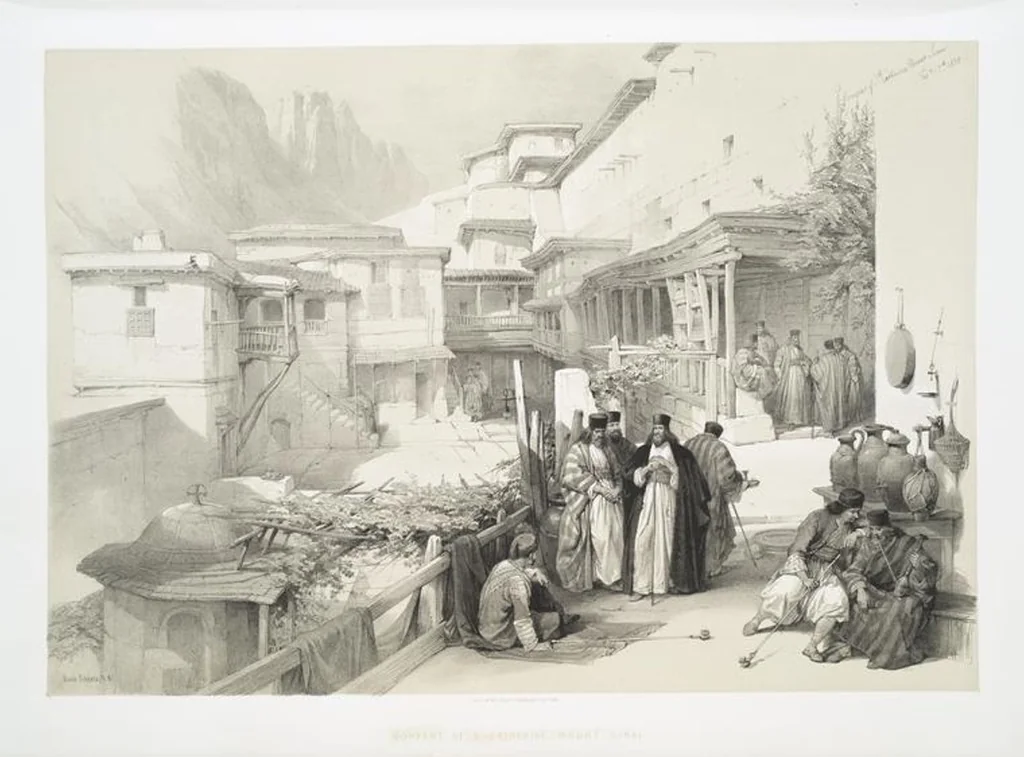 An illustration from The Holy Land, Syria, Idumea, Arabia, Egypt and Nubia. From drawings made on the spot by David Roberts ... With historical descriptions by the Revd. George Croly ... Lithographed by Louis Haghe, 1842, leaf 121