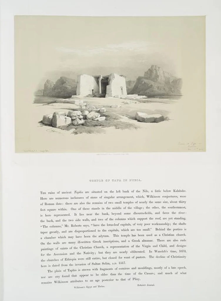 An illustration from The Holy Land, Syria, Idumea, Arabia, Egypt and Nubia. From drawings made on the spot by David Roberts ... With historical descriptions by the Revd. George Croly ... Lithographed by Louis Haghe, 1842, leaf 134