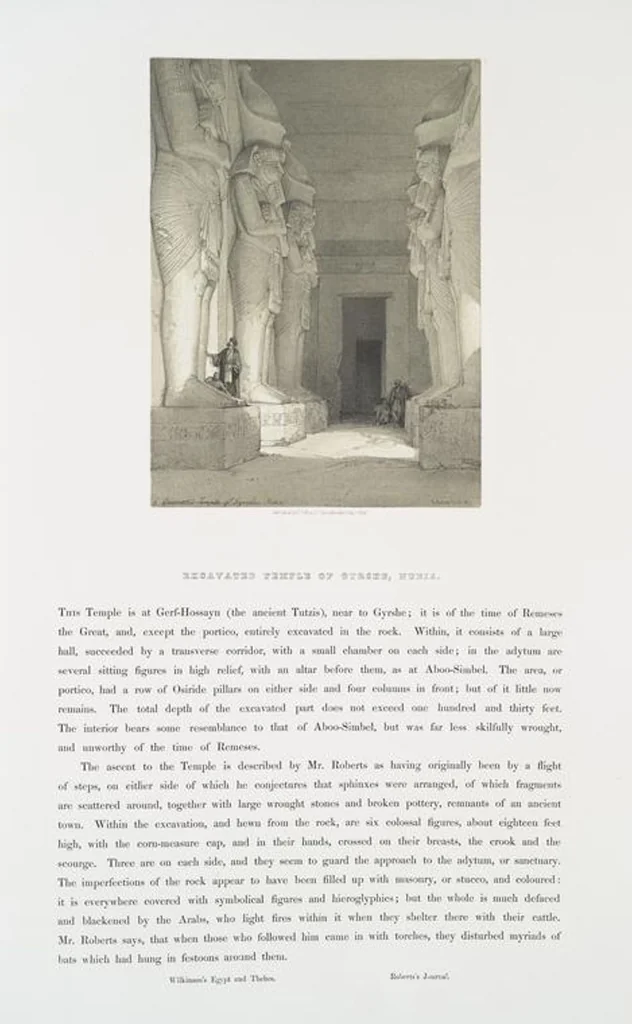 An illustration from The Holy Land, Syria, Idumea, Arabia, Egypt and Nubia. From drawings made on the spot by David Roberts ... With historical descriptions by the Revd. George Croly ... Lithographed by Louis Haghe, 1842, leaf 136