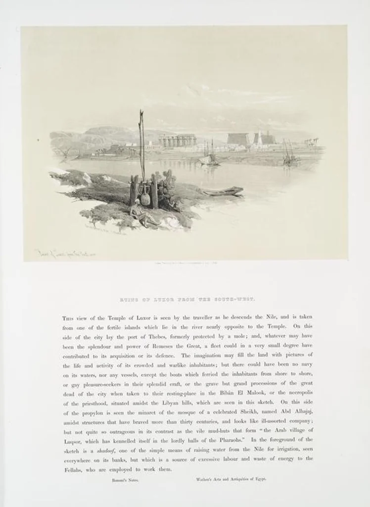 An illustration from The Holy Land, Syria, Idumea, Arabia, Egypt and Nubia. From drawings made on the spot by David Roberts ... With historical descriptions by the Revd. George Croly ... Lithographed by Louis Haghe, 1842, leaf 142
