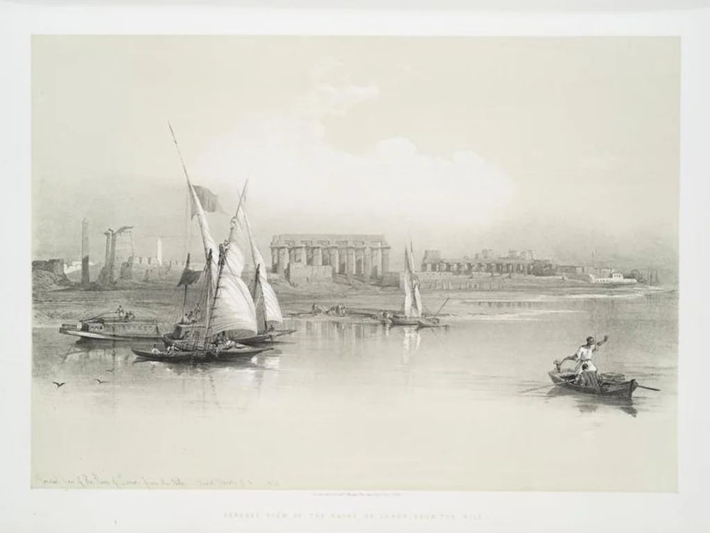 An illustration from The Holy Land, Syria, Idumea, Arabia, Egypt and Nubia. From drawings made on the spot by David Roberts ... With historical descriptions by the Revd. George Croly ... Lithographed by Louis Haghe, 1842, leaf 143