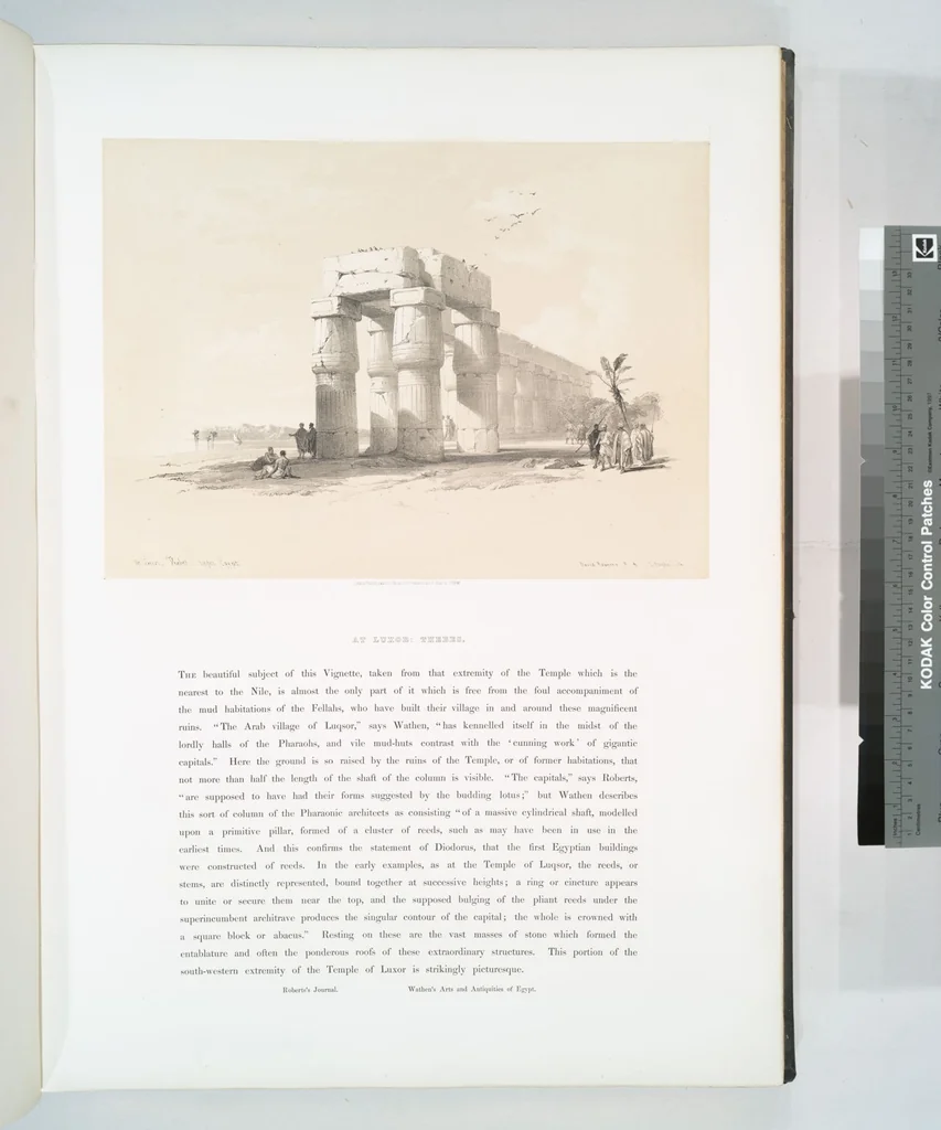 An illustration from The Holy Land, Syria, Idumea, Arabia, Egypt and Nubia. From drawings made on the spot by David Roberts ... With historical descriptions by the Revd. George Croly ... Lithographed by Louis Haghe, 1842, leaf 156