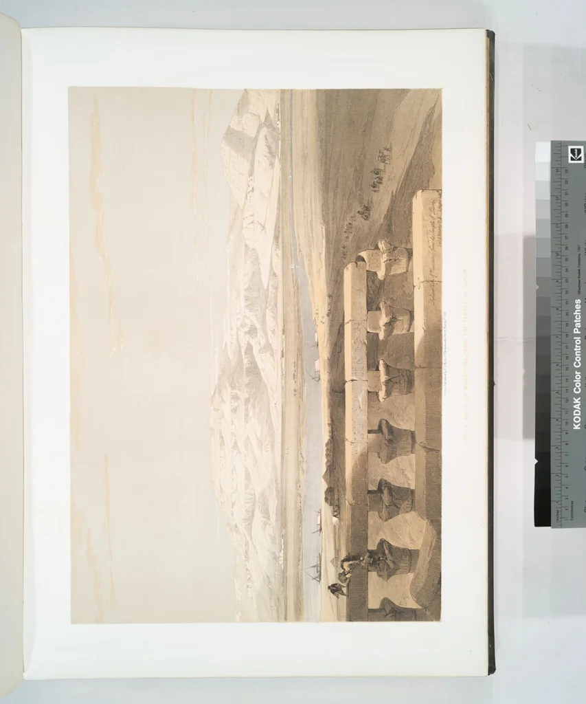 An illustration from The Holy Land, Syria, Idumea, Arabia, Egypt and Nubia. From drawings made on the spot by David Roberts ... With historical descriptions by the Revd. George Croly ... Lithographed by Louis Haghe, 1842, leaf 157