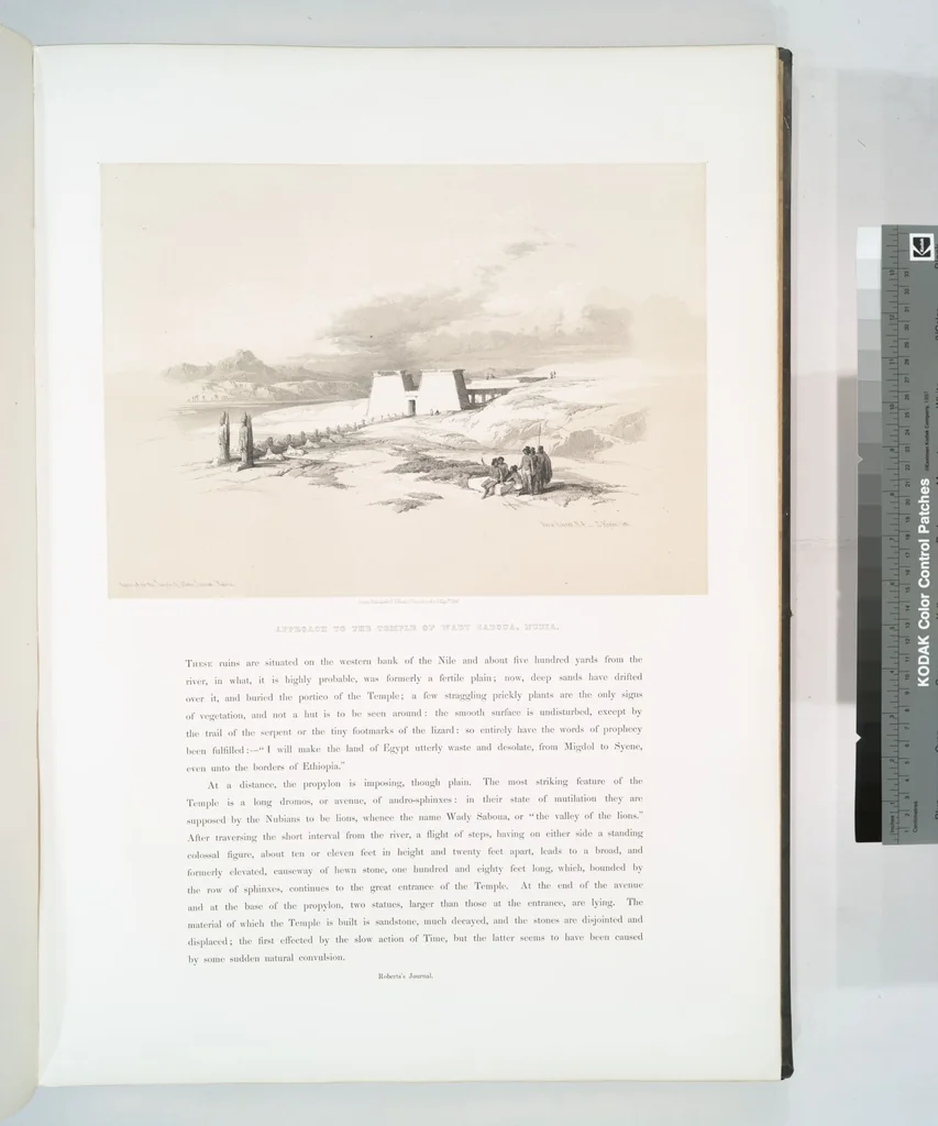 An illustration from The Holy Land, Syria, Idumea, Arabia, Egypt and Nubia. From drawings made on the spot by David Roberts ... With historical descriptions by the Revd. George Croly ... Lithographed by Louis Haghe, 1842, leaf 158