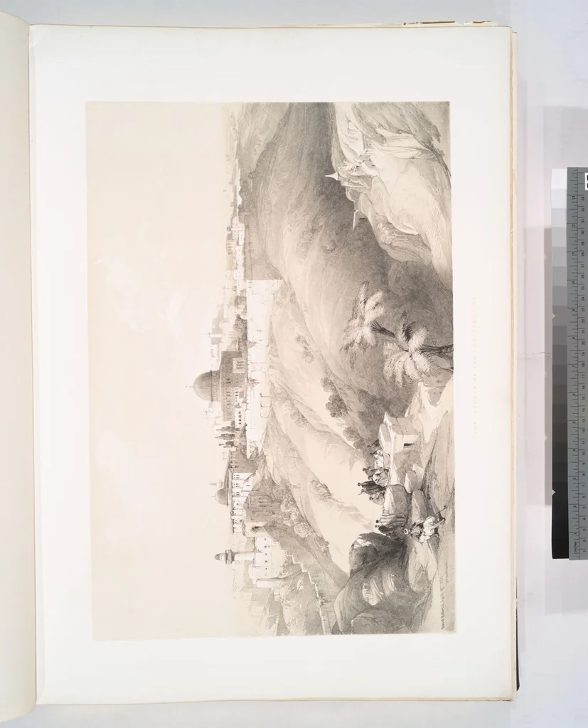 An illustration from The Holy Land, Syria, Idumea, Arabia, Egypt and Nubia. From drawings made on the spot by David Roberts ... With historical descriptions by the Revd. George Croly ... Lithographed by Louis Haghe, 1842, leaf 17