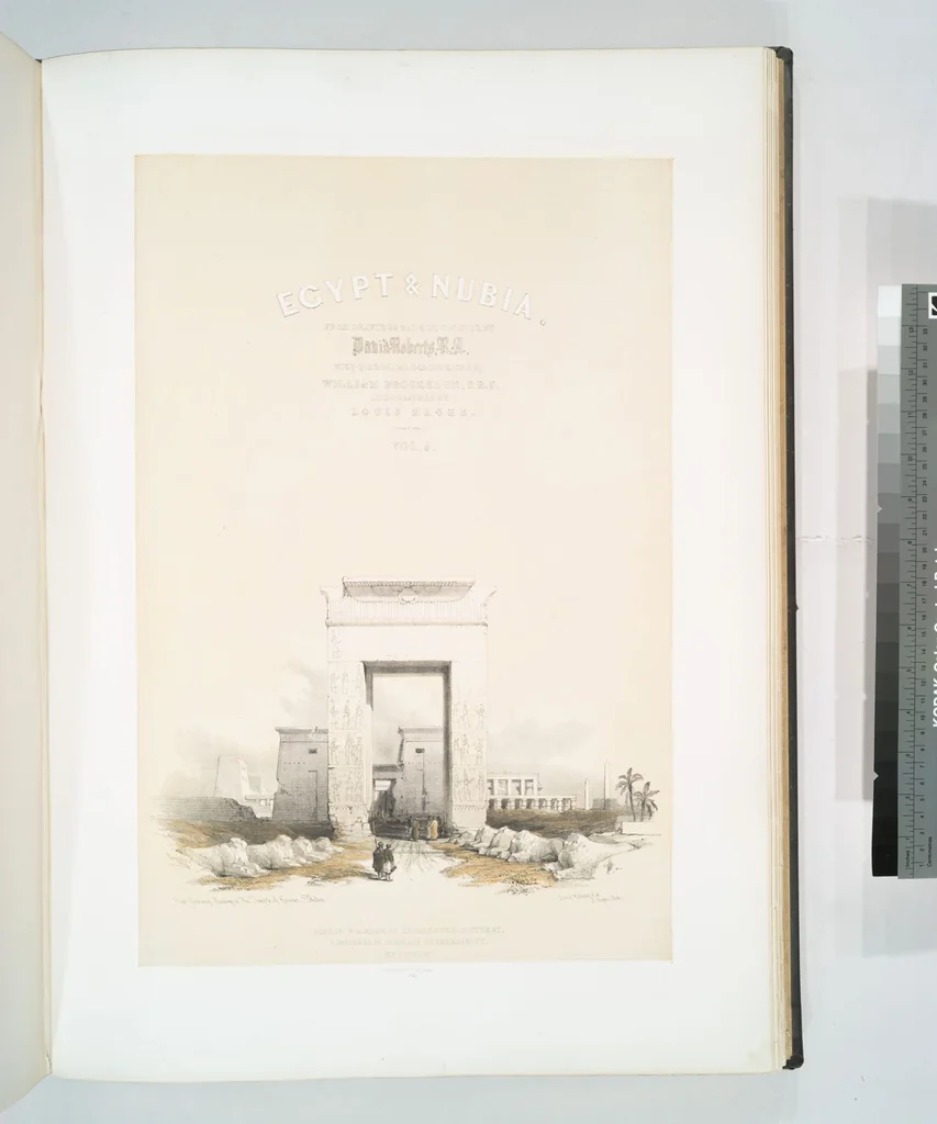An illustration from The Holy Land, Syria, Idumea, Arabia, Egypt and Nubia. From drawings made on the spot by David Roberts ... With historical descriptions by the Revd. George Croly ... Lithographed by Louis Haghe, 1842, leaf 172