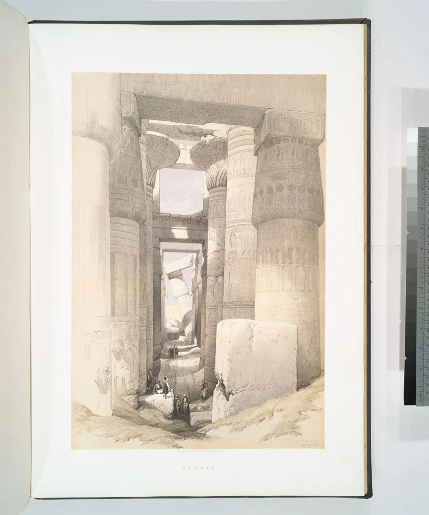 An illustration from The Holy Land, Syria, Idumea, Arabia, Egypt and Nubia. From drawings made on the spot by David Roberts ... With historical descriptions by the Revd. George Croly ... Lithographed by Louis Haghe, 1842, leaf 184