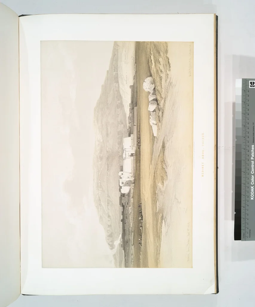 An illustration from The Holy Land, Syria, Idumea, Arabia, Egypt and Nubia. From drawings made on the spot by David Roberts ... With historical descriptions by the Revd. George Croly ... Lithographed by Louis Haghe, 1842, leaf 190