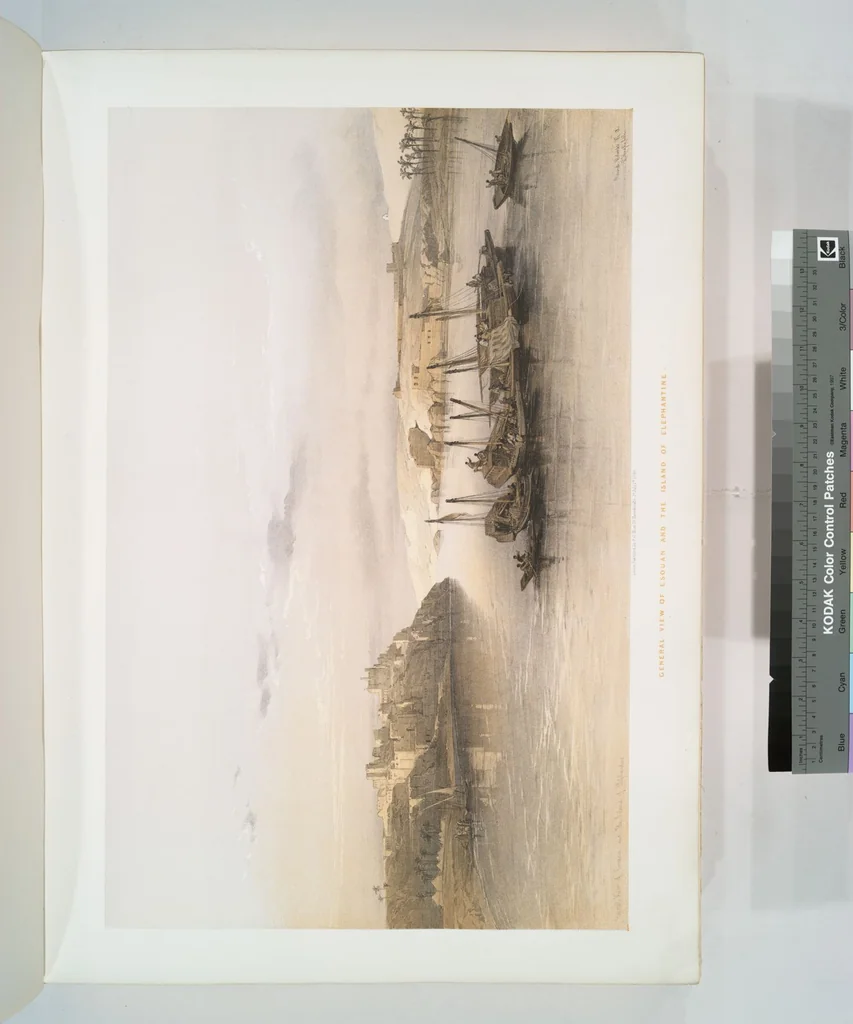 An illustration from The Holy Land, Syria, Idumea, Arabia, Egypt and Nubia. From drawings made on the spot by David Roberts ... With historical descriptions by the Revd. George Croly ... Lithographed by Louis Haghe, 1842, leaf 198