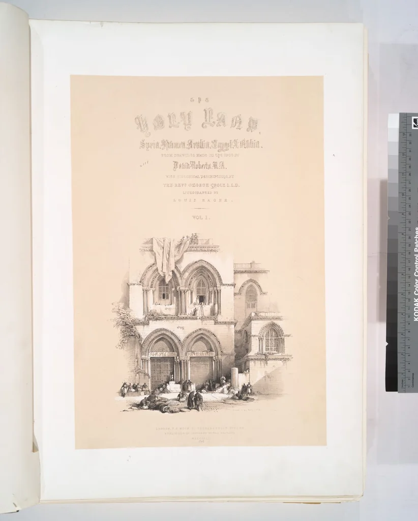 An illustration from The Holy Land, Syria, Idumea, Arabia, Egypt and Nubia. From drawings made on the spot by David Roberts ... With historical descriptions by the Revd. George Croly ... Lithographed by Louis Haghe, 1842, leaf 2