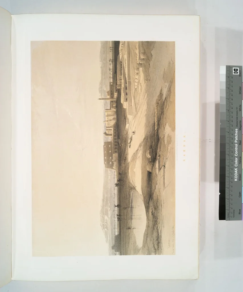 An illustration from The Holy Land, Syria, Idumea, Arabia, Egypt and Nubia. From drawings made on the spot by David Roberts ... With historical descriptions by the Revd. George Croly ... Lithographed by Louis Haghe, 1842, leaf 202