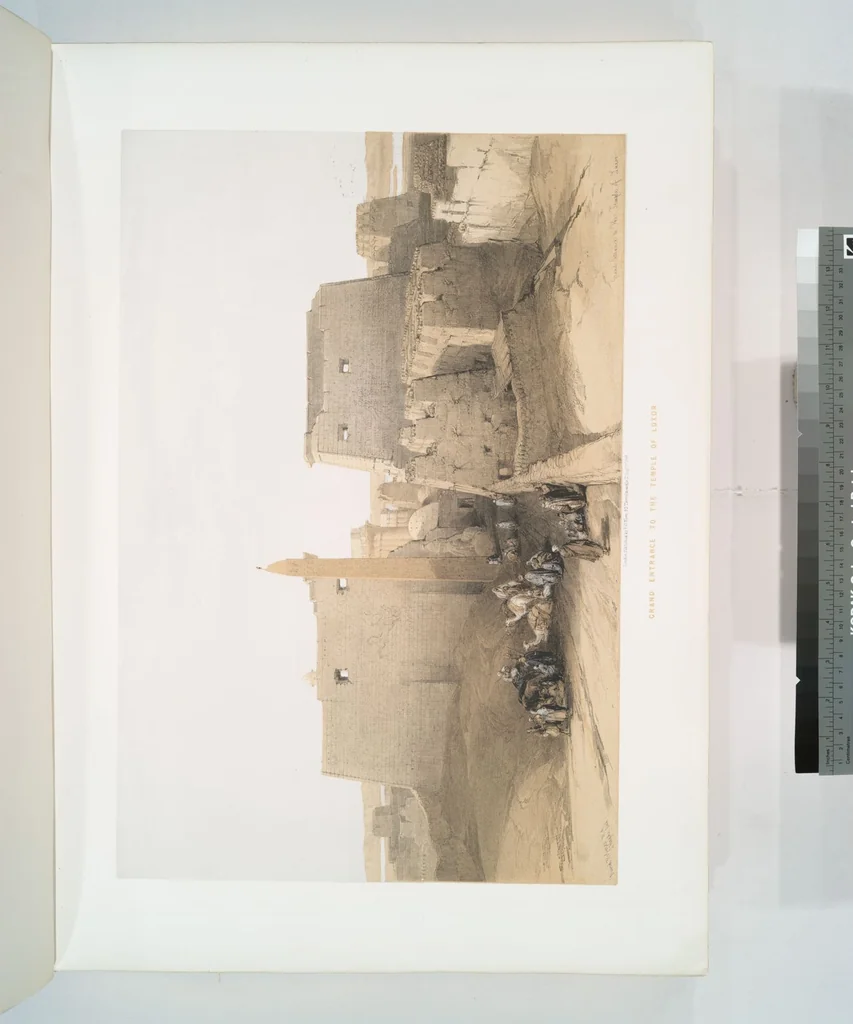 An illustration from The Holy Land, Syria, Idumea, Arabia, Egypt and Nubia. From drawings made on the spot by David Roberts ... With historical descriptions by the Revd. George Croly ... Lithographed by Louis Haghe, 1842, leaf 208