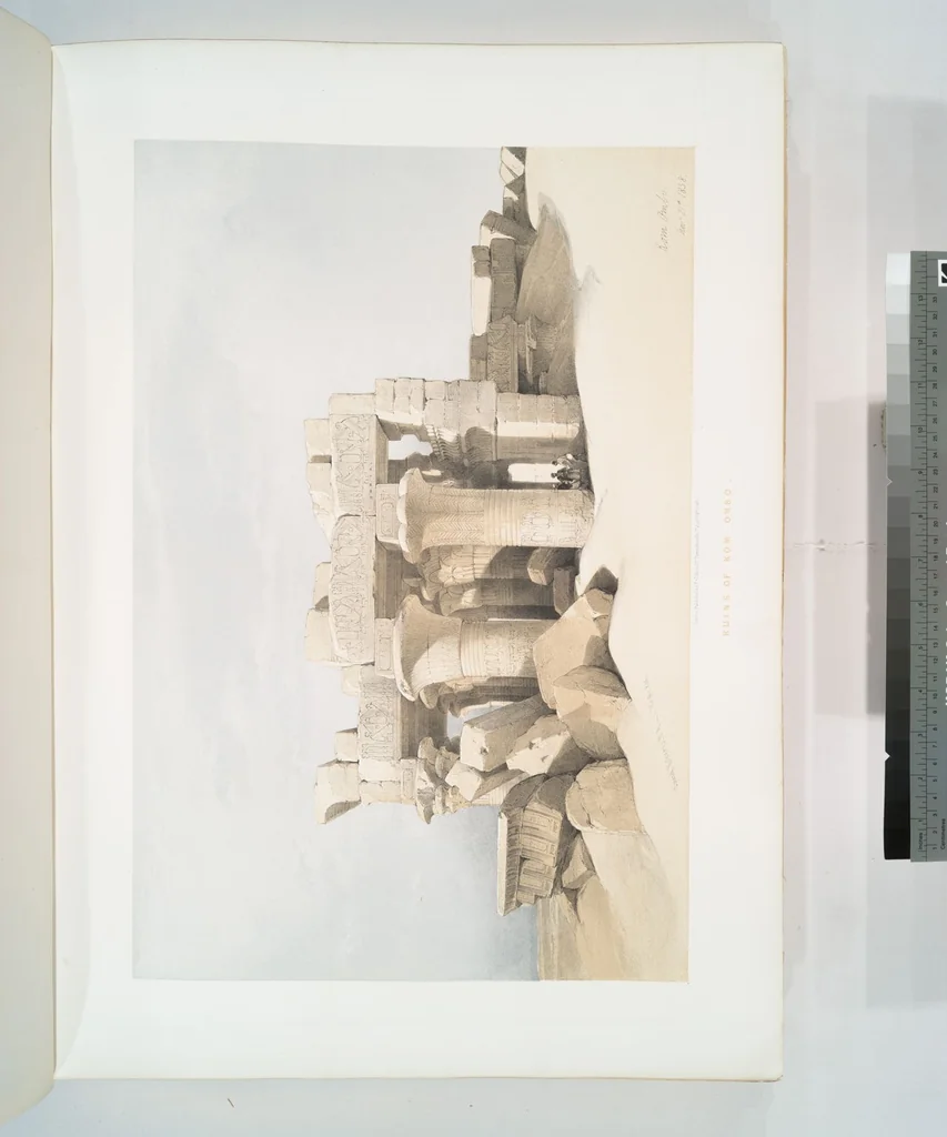 An illustration from The Holy Land, Syria, Idumea, Arabia, Egypt and Nubia. From drawings made on the spot by David Roberts ... With historical descriptions by the Revd. George Croly ... Lithographed by Louis Haghe, 1842, leaf 212
